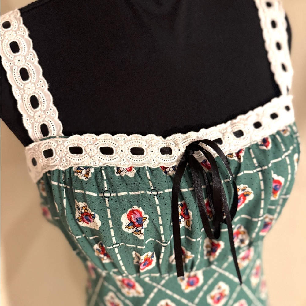 WAYF Green & Floral Long Dress